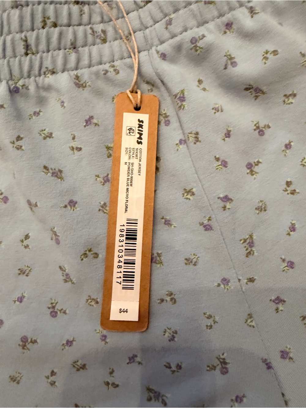 NWT SKIMS Cotton Jersey Shorts – Powder Blue Micro Floral – Size M - Picture 4 of 9